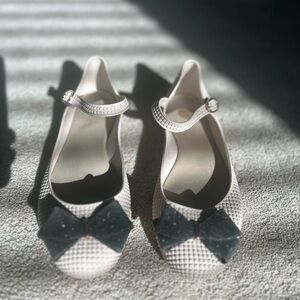 Melissa Black and Cream Flats with Bow